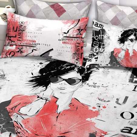 Doppeltes Bettbezugsset Cogal Graphic Time 1852 - Rosso Peperoncino