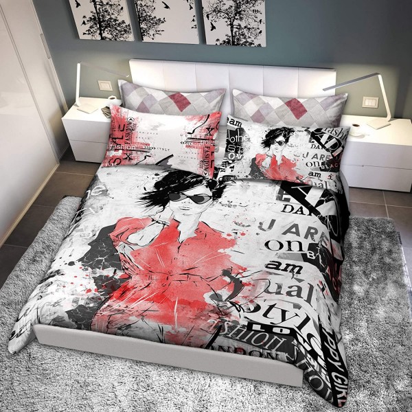 Doppeltes Bettbezugsset Cogal Graphic Time 1852 - Rosso Peperoncino