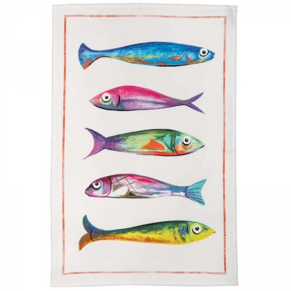 Linen cloth Tessitura Toscana Poisson Bleu Cinq 50x70 cm...