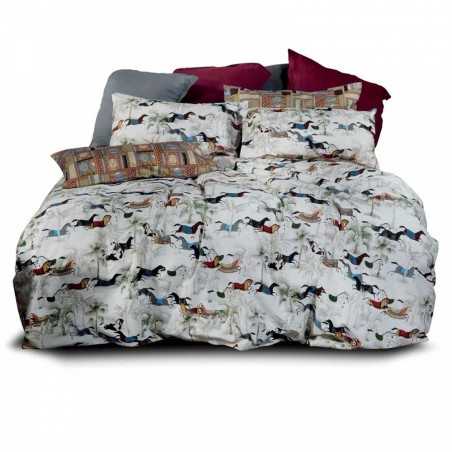 Parure Copripiumino letto Matrimoniale Tessitura Toscana Paseo colore Bianco