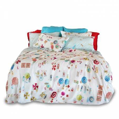 Completo Lenzuola letto Singolo Tessitura Toscana Bondy Beach Bianco Naturale