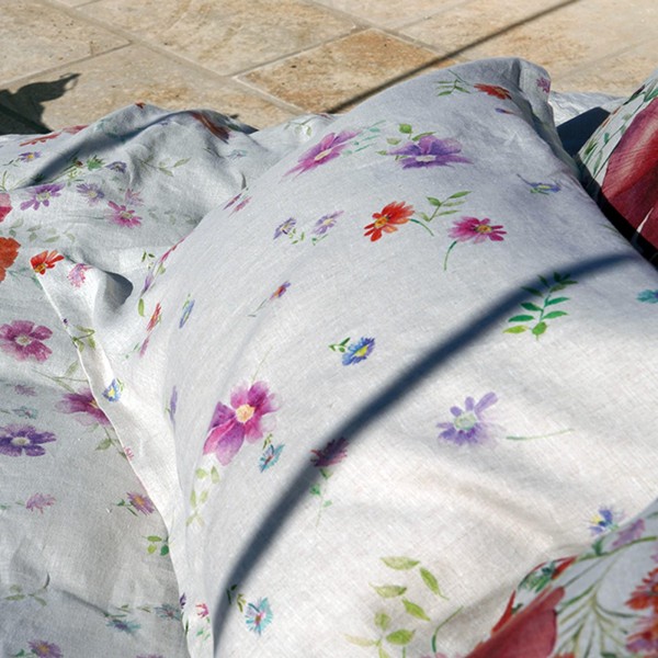 Set Sheets 2 Squares Champ Fleuri Picc Natural Linen...