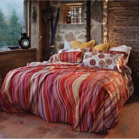 Completo Lenzuola letto Matrimoniale Tessitura Toscana Jaipur Tappeto colore Bordò