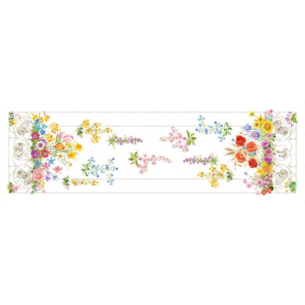 Runner Tovaglia Vis A Vis 45x170 Tessitura Toscana Floralia colore Crema