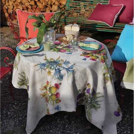 Chemin de table et nappe Vis A Vis 45x170 de la collection Tessitura Toscana Cynar, couleur Lin
