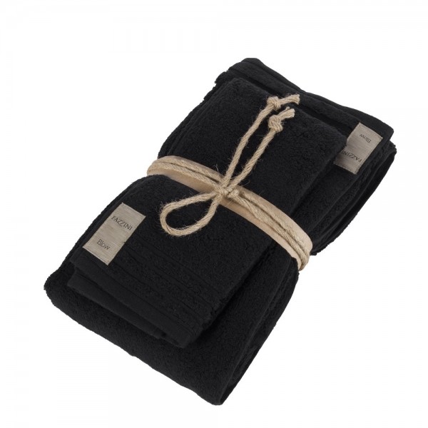 Paire de serviettes de bain 1+1 Fazzini Coccola - NOIR