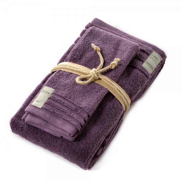 Paire de serviettes de bain 1+1 Fazzini Coccola - AUBERGINE