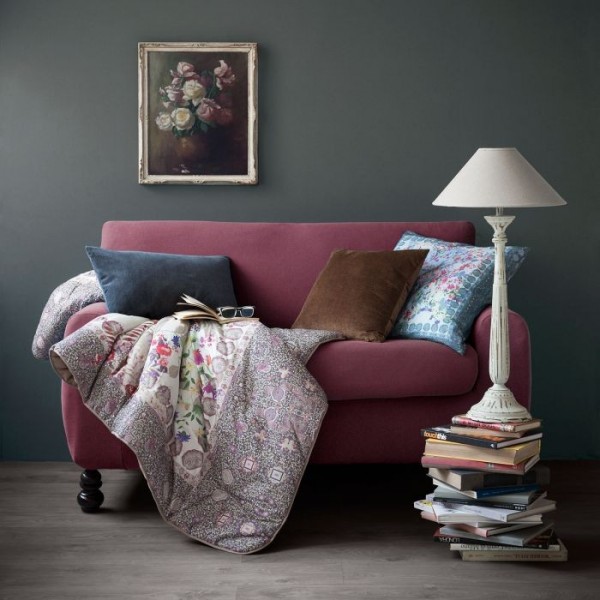 2-Sitzer-Stretch-Sofabezug Caleffi Melange-Farbe Bordeaux