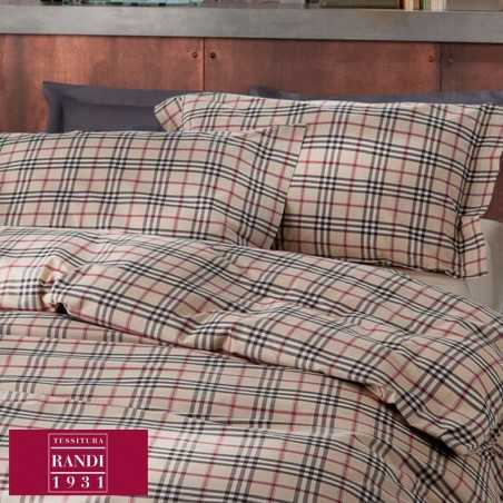 Completo Lenzuola letto Matrimoniale Randi Clan 32 Tartan colore Beige