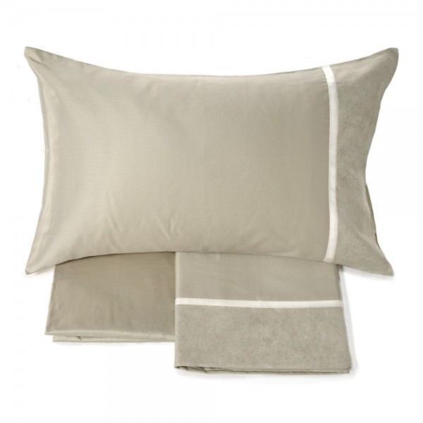 Completo lenzuola letto matrimoniale Fazzini Galuchat colore Panna