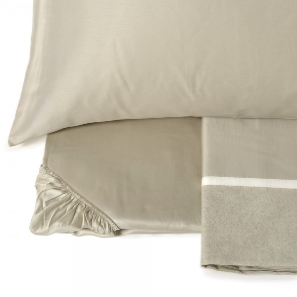 Completo lenzuola letto matrimoniale Fazzini Galuchat colore Panna
