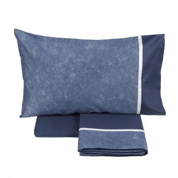 Completo lenzuola letto matrimoniale Fazzini Galuchat colore Blu