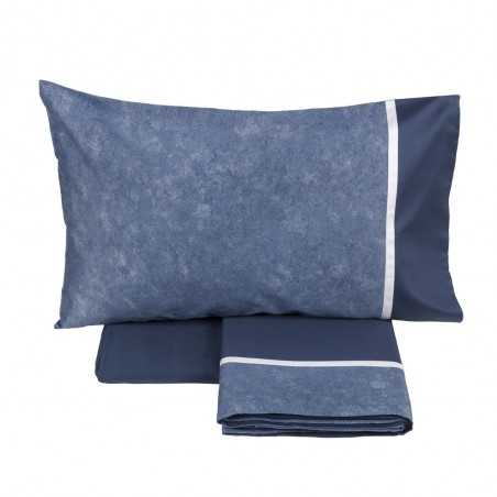 Completo lenzuola letto matrimoniale Fazzini Galuchat colore Blu