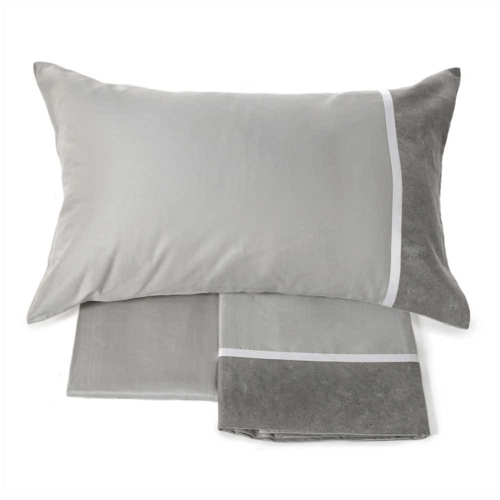 Completo lenzuola letto matrimoniale Fazzini Galuchat colore Grigio