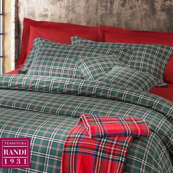 Kompletter Bettbezug Einzelbett Randi Clan 30 Farbe Grün Rot