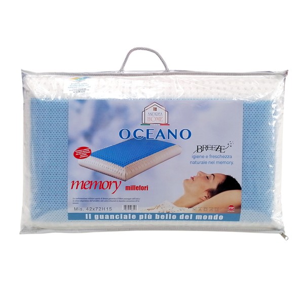 Cuscino in Memory Ventilato e Antisoffoco Oceano Millefori Andrea Home 42x72xh12 cm