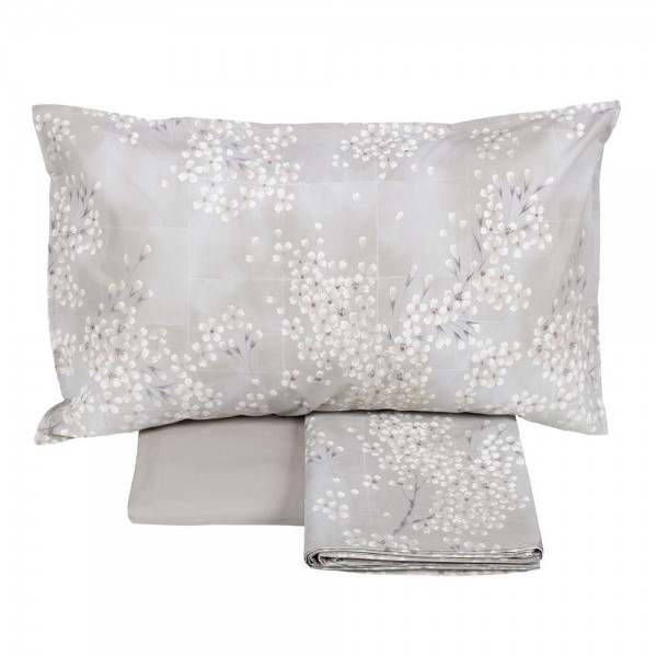 Completo Lenzuola Letto Piazza E Mezza Kimono Fazzini Naturale