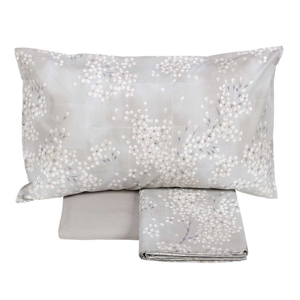 Completo Lenzuola Letto Piazza E Mezza Kimono Fazzini Naturale