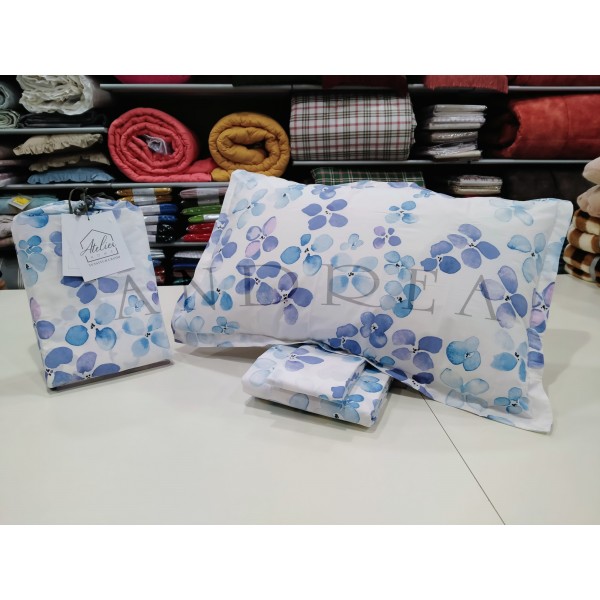 Avoria Avorio e Blu Set Copripiumino Polka Dots Lines 
