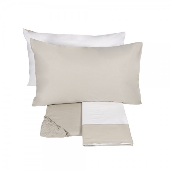 Completo lenzuola singolo Fazzini Dialogo colore bianco + burro