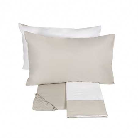 Completo lenzuola matrimoniale Fazzini Dialogo colore bianco + burro