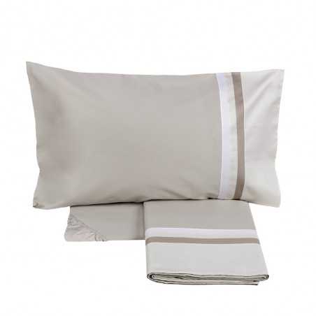 Completo Lenzuola Letto Matrimoniale Kubric Fazzini Grigio - avorio
