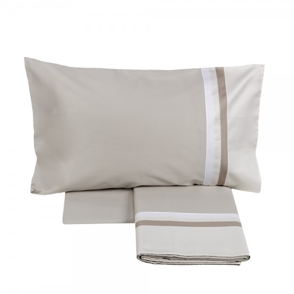Completo Lenzuola Letto Matrimoniale Kubric Fazzini Grigio - avorio