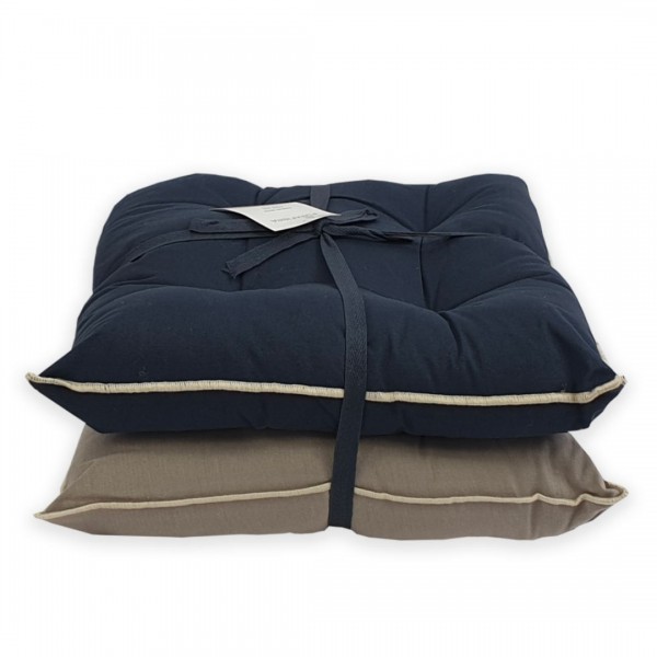Set 2 Cuscini Sedia 40x40 Uno Purafibra colore Navy-Beige