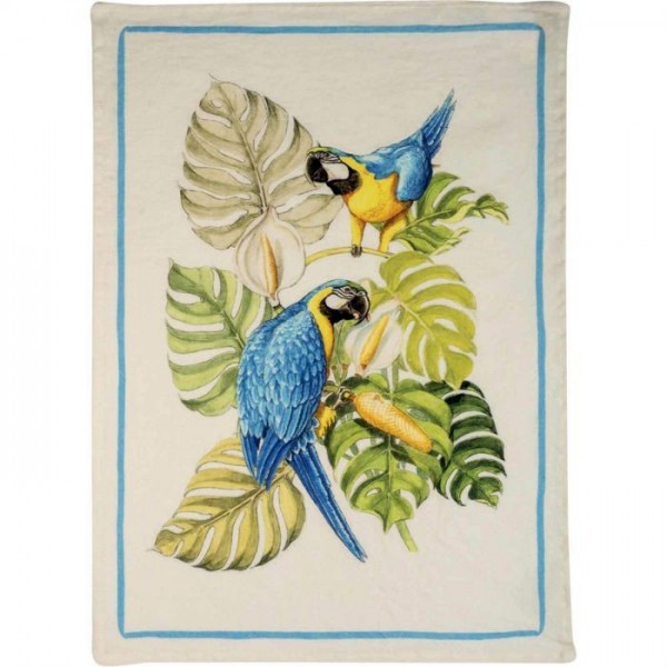 Tea towel 50x70 cm Tuscan texture Light blue macaw cream color