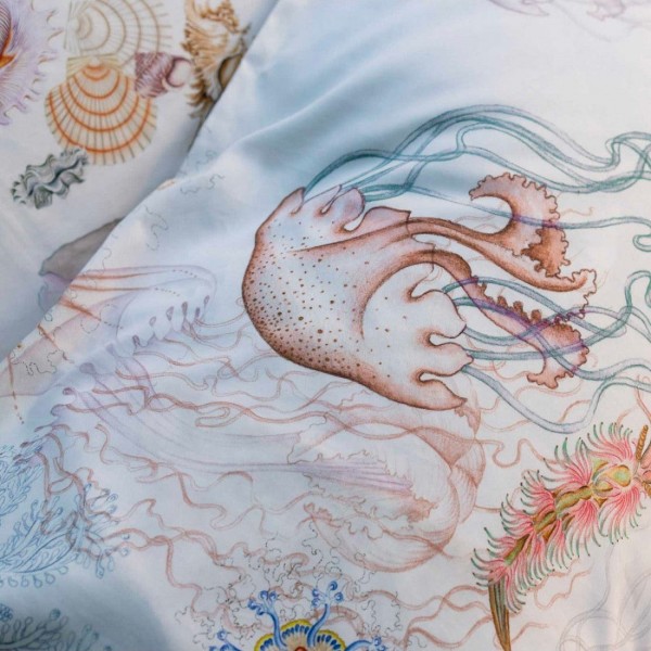 Doppeltes Bettbezugsset Tessitura Toscana Ocean natürliche weiße Farbe