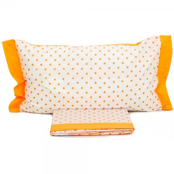 Ensemble couette carrée et demie Cogal Blanc couleur mandarine