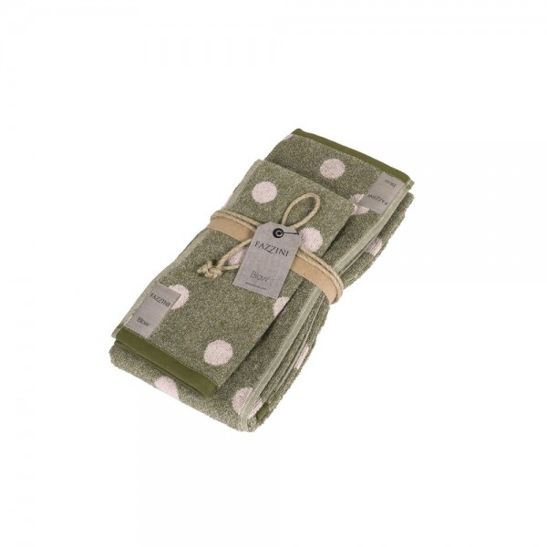Coppia asciugamani 1+1 Fazzini Pois colore Verde