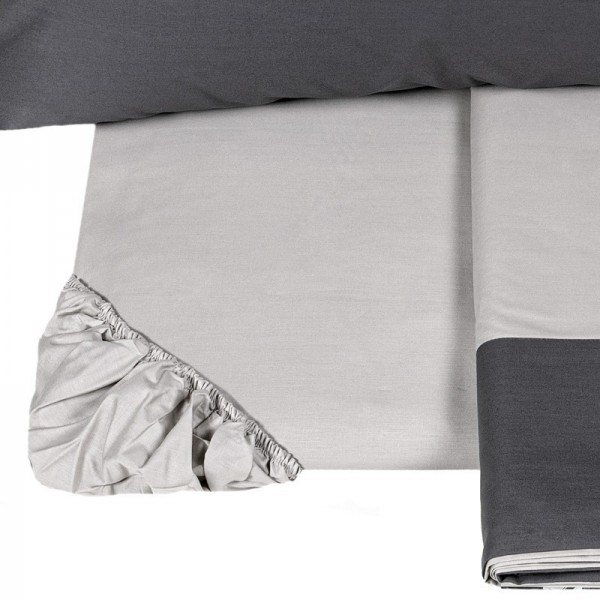 Draps complets Lit simple Fazzini Dialogue couleur Bouleau + Gris Plomb