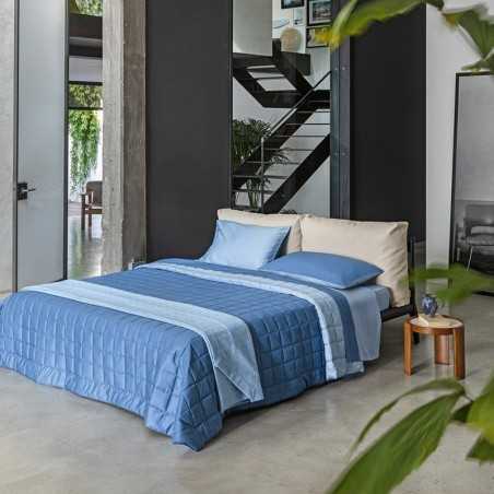 Trapuntino letto Piazza e Mezza Fazzini Dialogo colore Blue Fog + Carta Da Zucchero