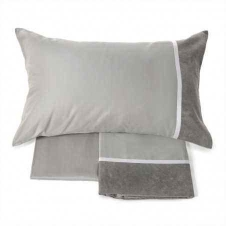 Completo lenzuola matrimoniale flanella Fazzini Galuchat grigio