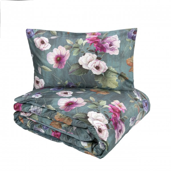 Duvet cover set double bed Fazzini Velvet in Petrolio color