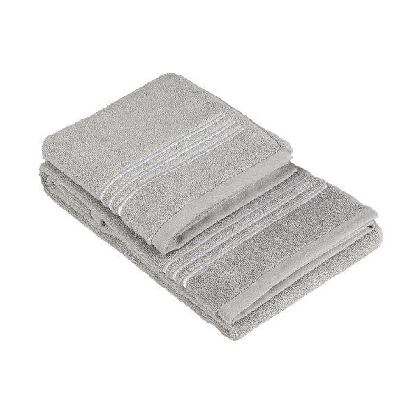 Paire de serviettes 1+1 Fazzini Isola Couleur Gris + Blanc