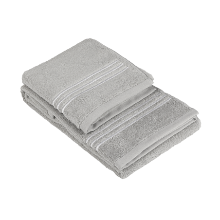Coppia asciugamani 1+1 Fazzini Isola Colore Grigio + Bianco