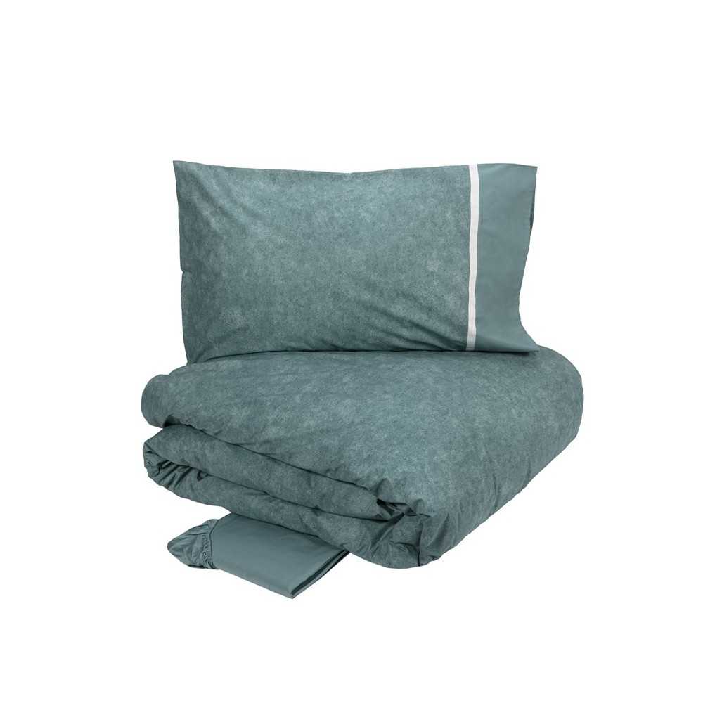 Completo Copripiumino letto matrimoniale Fazzini Galuchat colore Petrolio