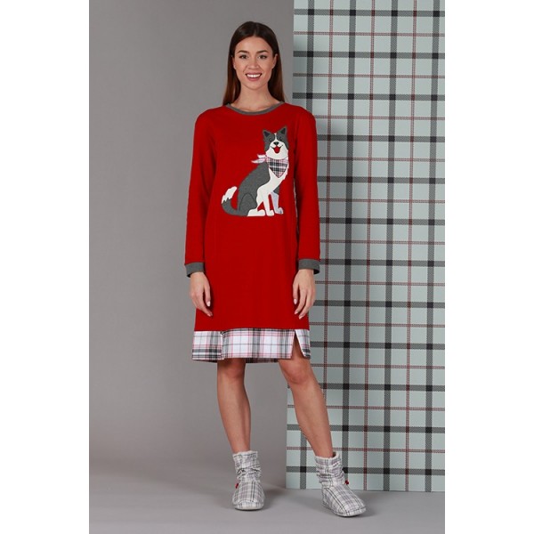 Damen Nachthemd Maryplaid Größe M - Farbe Rot 6M94876