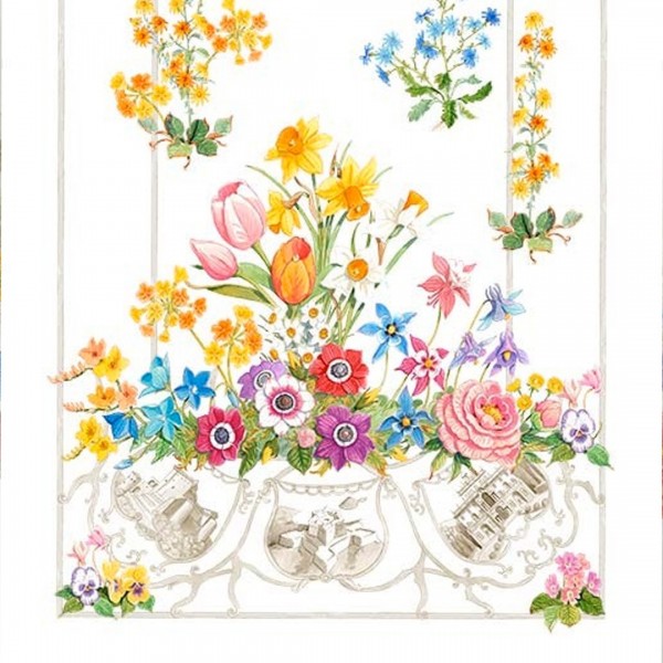 Leinenläufer Tessitura Toscana Floralia 45X170 cm cremefarben