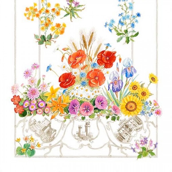 Leinenläufer Tessitura Toscana Floralia 45X170 cm cremefarben