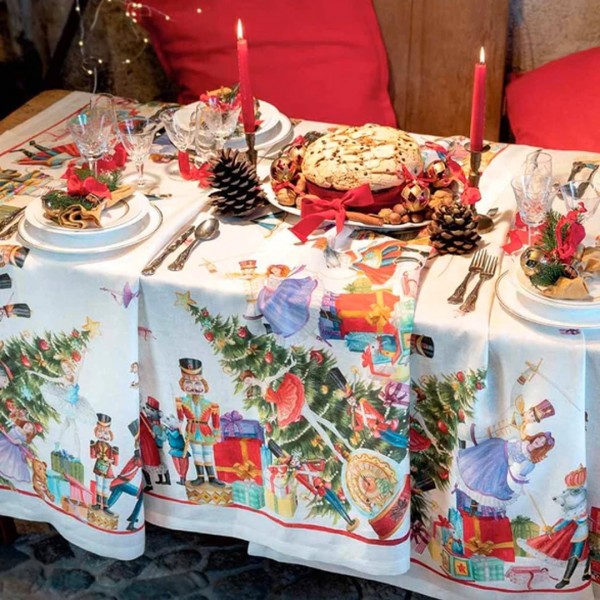 Rectangular Tablecloth Nutcracker in Linen 170X270 cm...