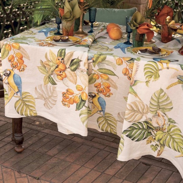 Rectangular Tablecloth in Hemp Ara 140X170 cm cream color