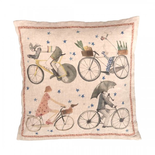 Coussin de meuble carré 55x55 Bikers en lin naturel