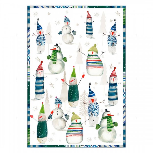 Strofinaccio in Lino Snowpop Verde 50X70 cm colore Crema