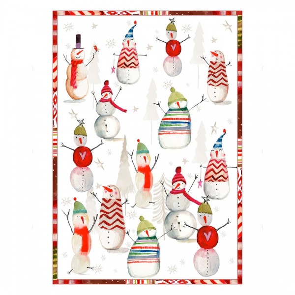 Strofinaccio in Lino Snowpop Rosso 50X70 cm colore Crema