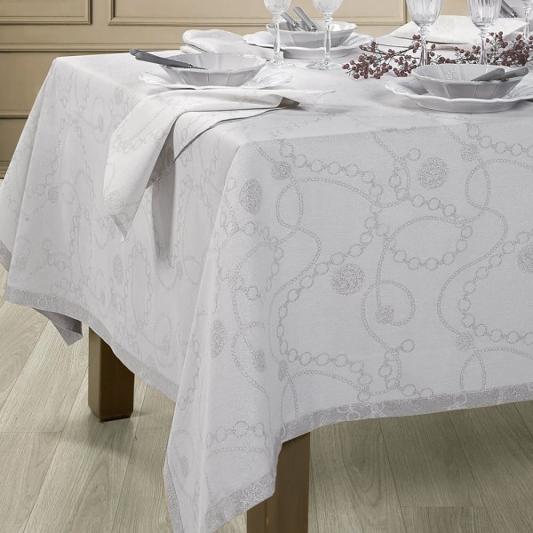Tovaglia Randi Preziosa 150x180 da 6 persone colore argento