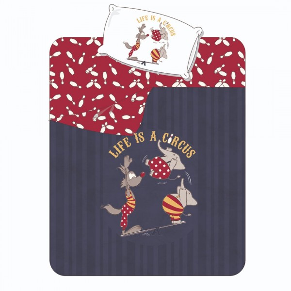 Completo Copripiumino letto Singolo Happy People Acrobatic colore Blu