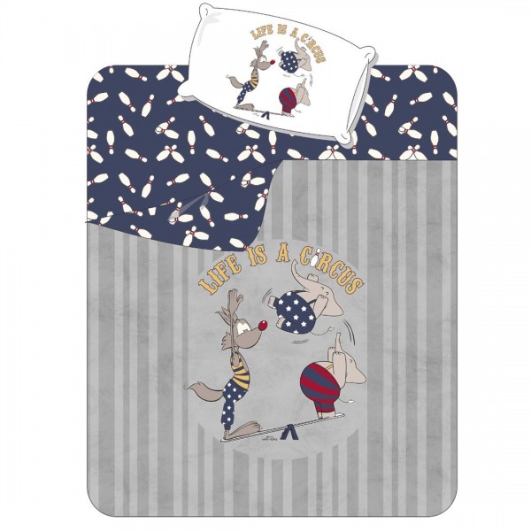 Completo Copripiumino letto Singolo Happy People Acrobatic colore Perla
